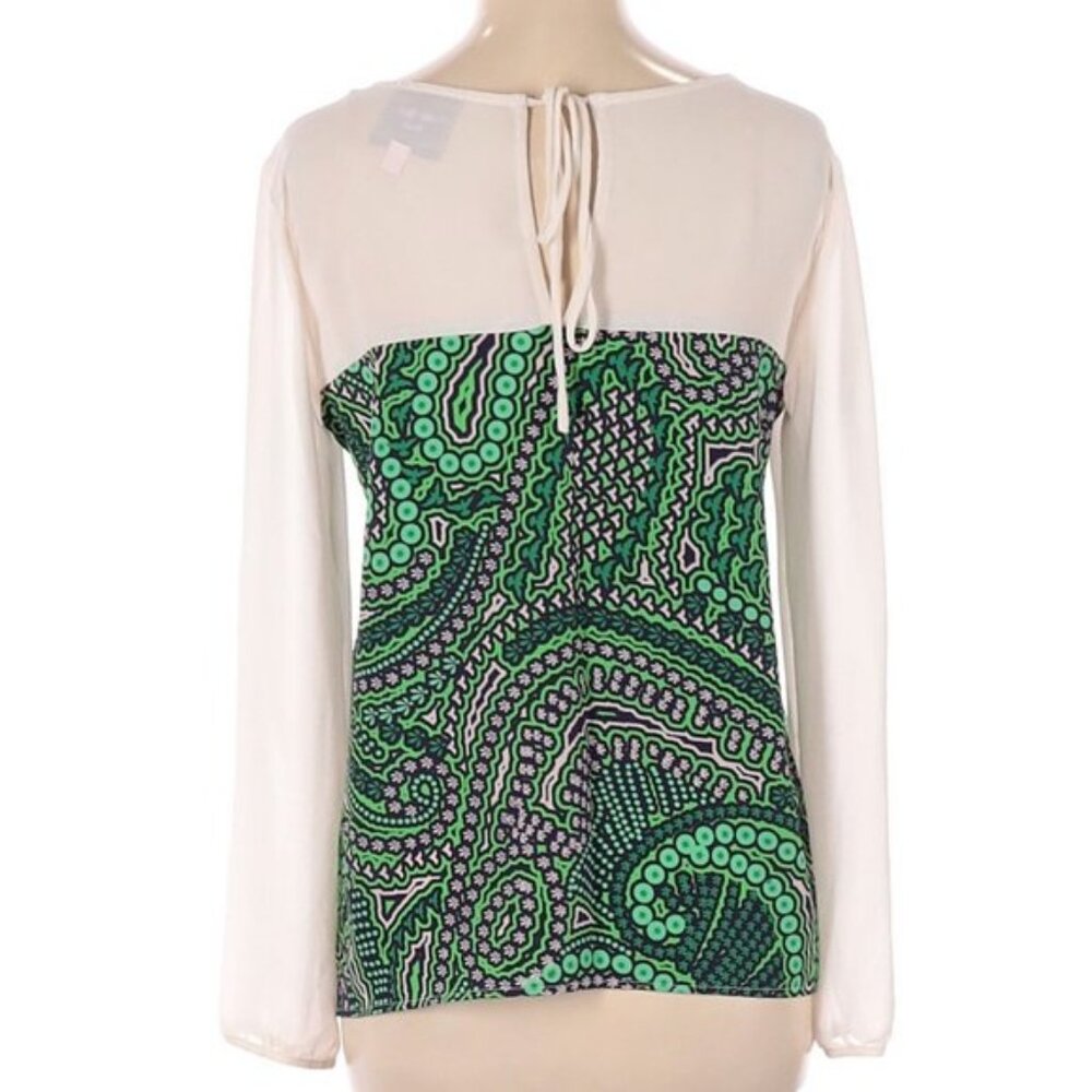 Romeo & Juliet Couture Green Blue Cream Blouse Top - Picture 2 of 11